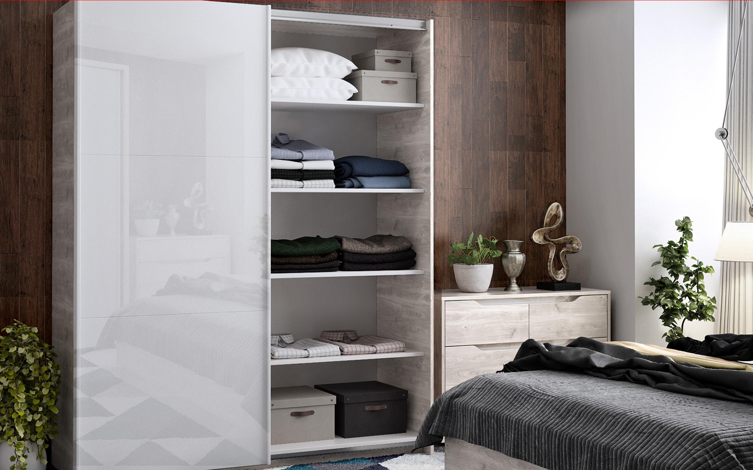 Συρταριέρα Modern М11, λευκό + γκρι δρυς castello + λευκό γυαλιστερό  5